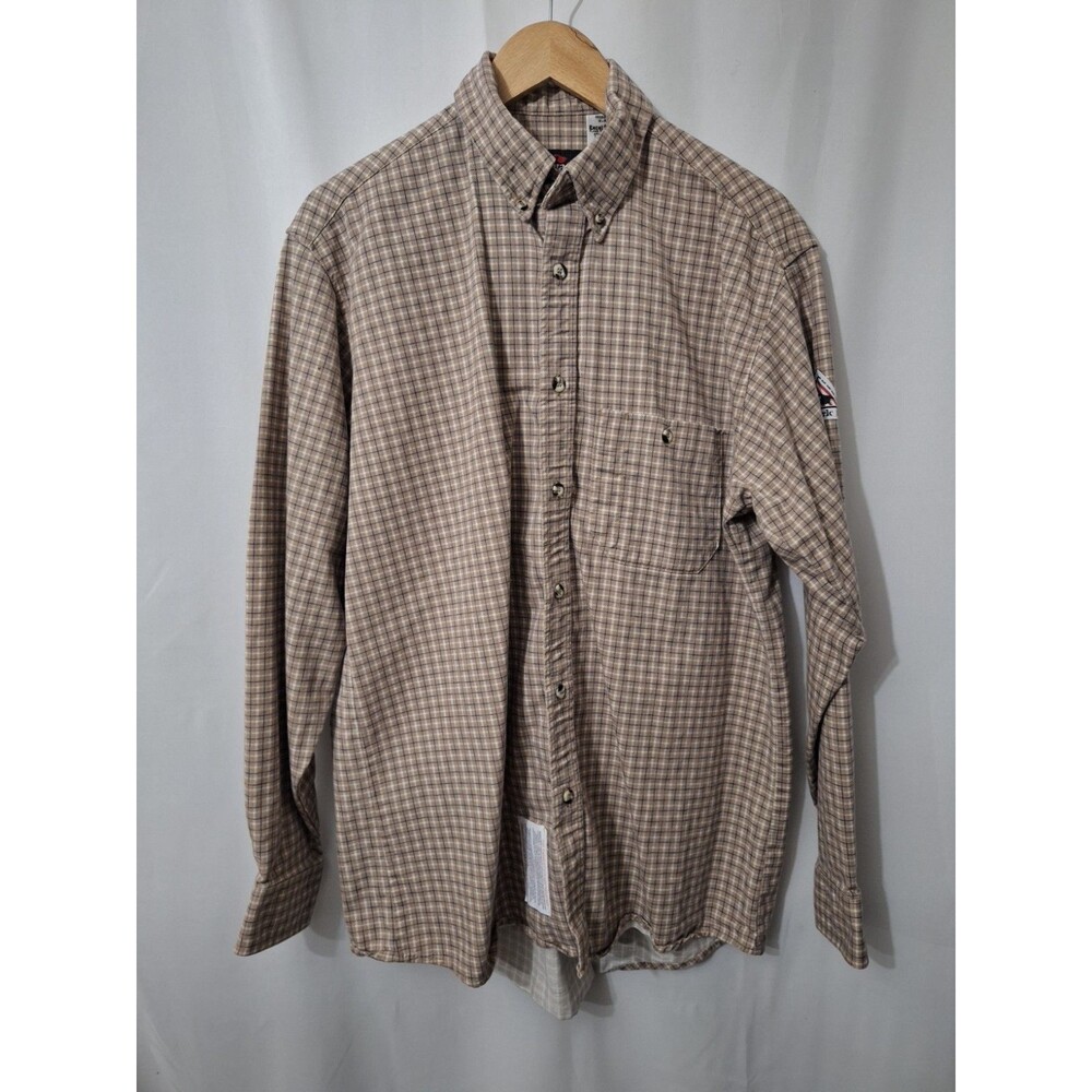 Bulwark FR Workshirt Flame Resistant Men's Sz M Long Sleeve Button Up Cotton